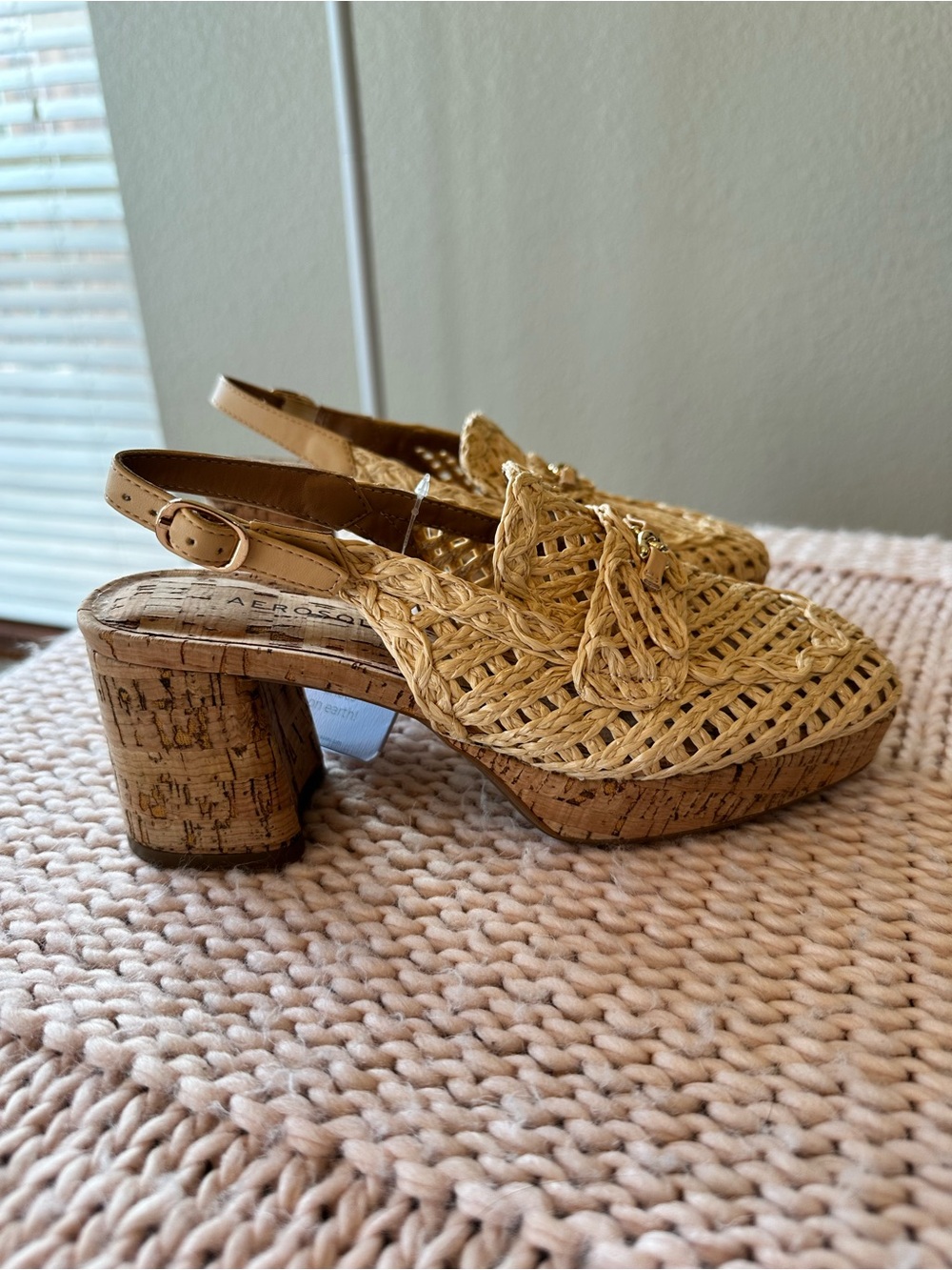 Aerosoles Santiago Raffia woven Platform Pump boho coastal size 5.5 NWT